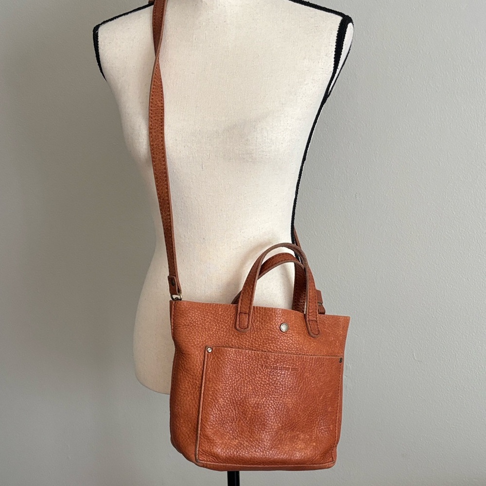 Portland Leather Goods Mini Crossbody Tote, Nutmeg